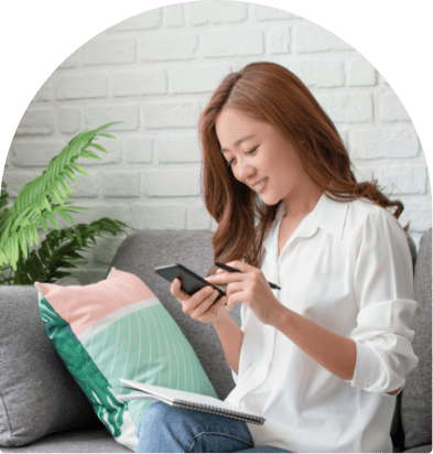 young woman with phone